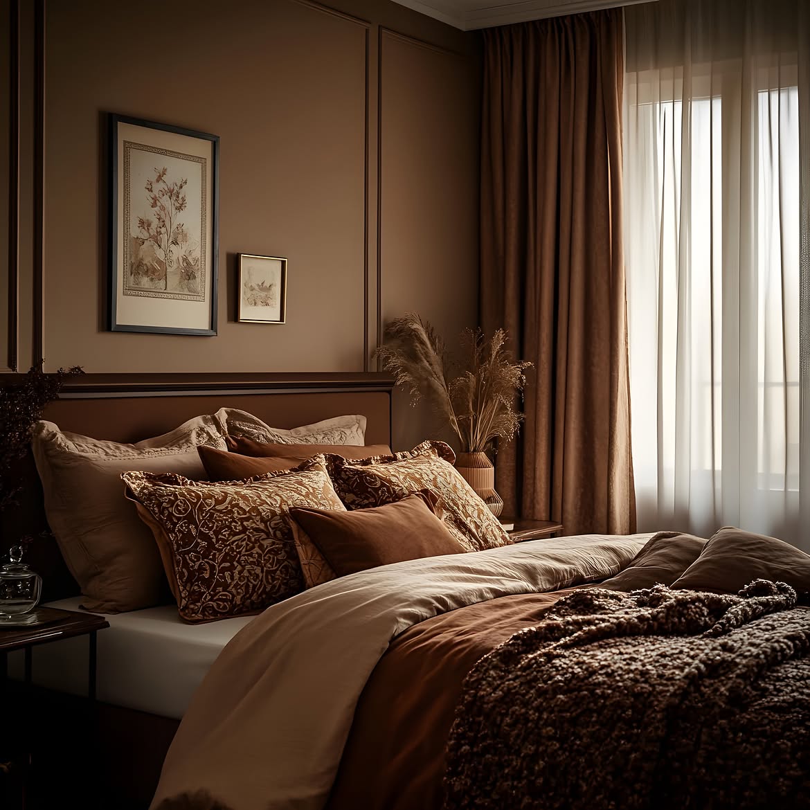 02-chocolate-walls-with-patterned-pillows