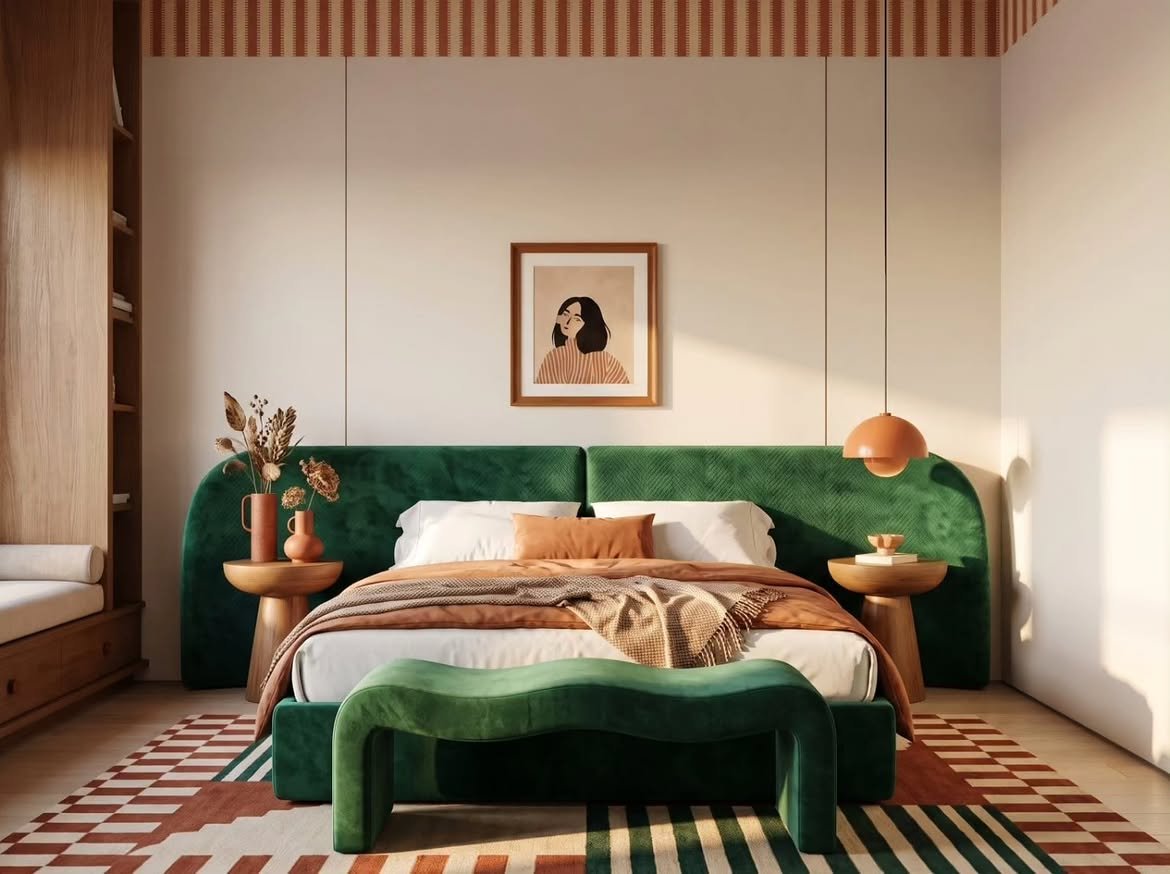 03-emerald-velvet-headboard-terracotta-accents-decorilla