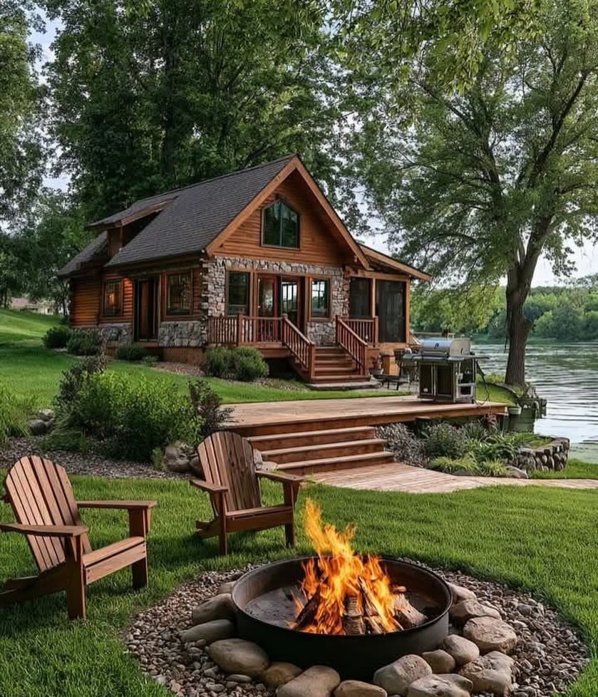 03-lakefront-log-cabin-fire-pit-adirondack-chairs-dock