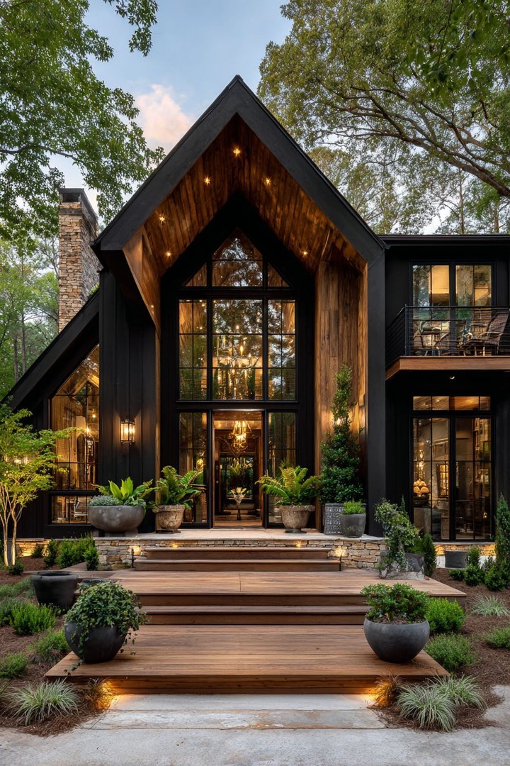 04-modern-black-farmhouse-cabin-wood-gable-entry-stairs