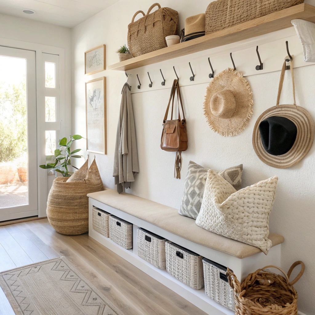 04-modern-boho-mudroom-woven-baskets-entryway