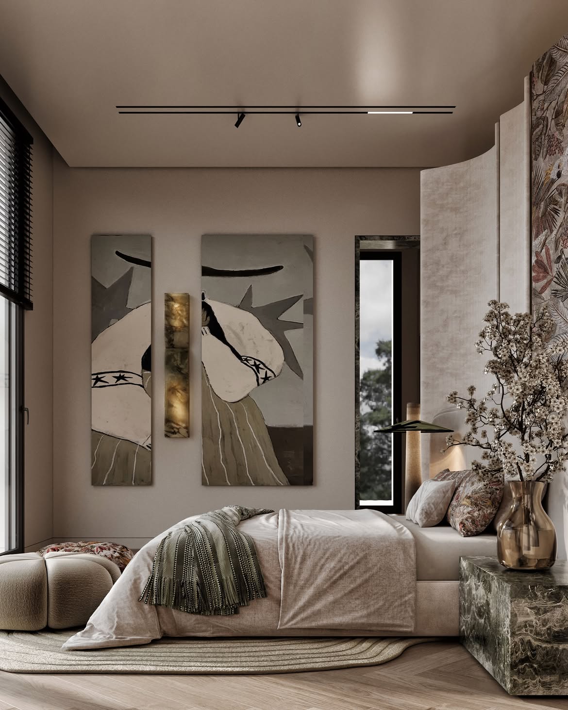 06-horse-panel-art-floral-mural-corner-kholoud_badrdesign