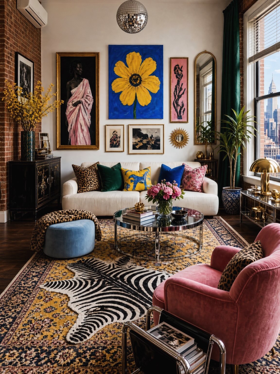 06-yellow-flower-art-loft-living-room