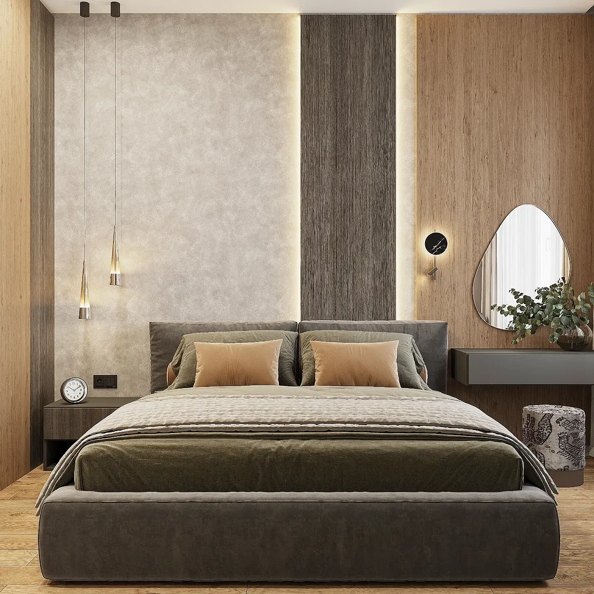 07-mixed-wood-panels-olive-velvet-bed-kramarenko_3d