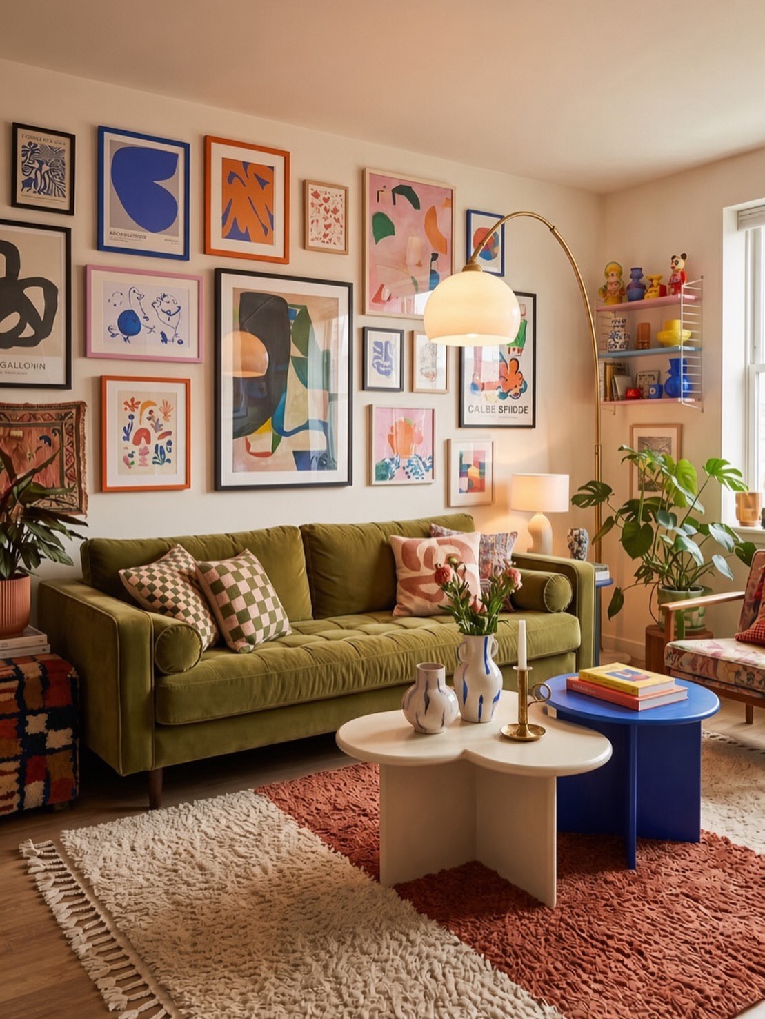 07-olive-velvet-sofa-gallery-wall-apartment