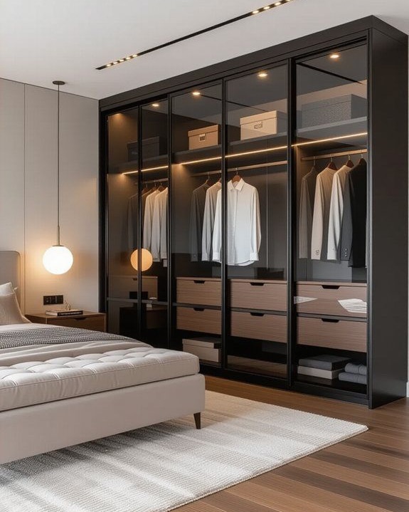 08-bedroom-organization-dark-glass-front-wardrobe-led
