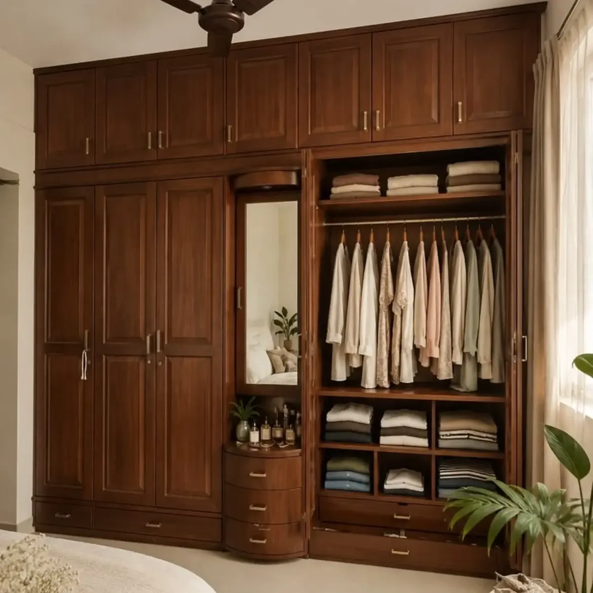09-dark-walnut-wardrobe-wall-with-mirror-and-open-folded-storage