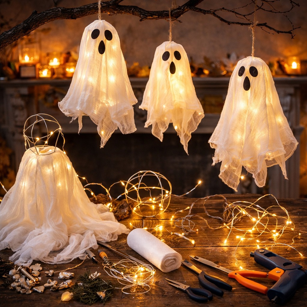5-hanging-cheesecloth-ghosts-with-fairy-lights