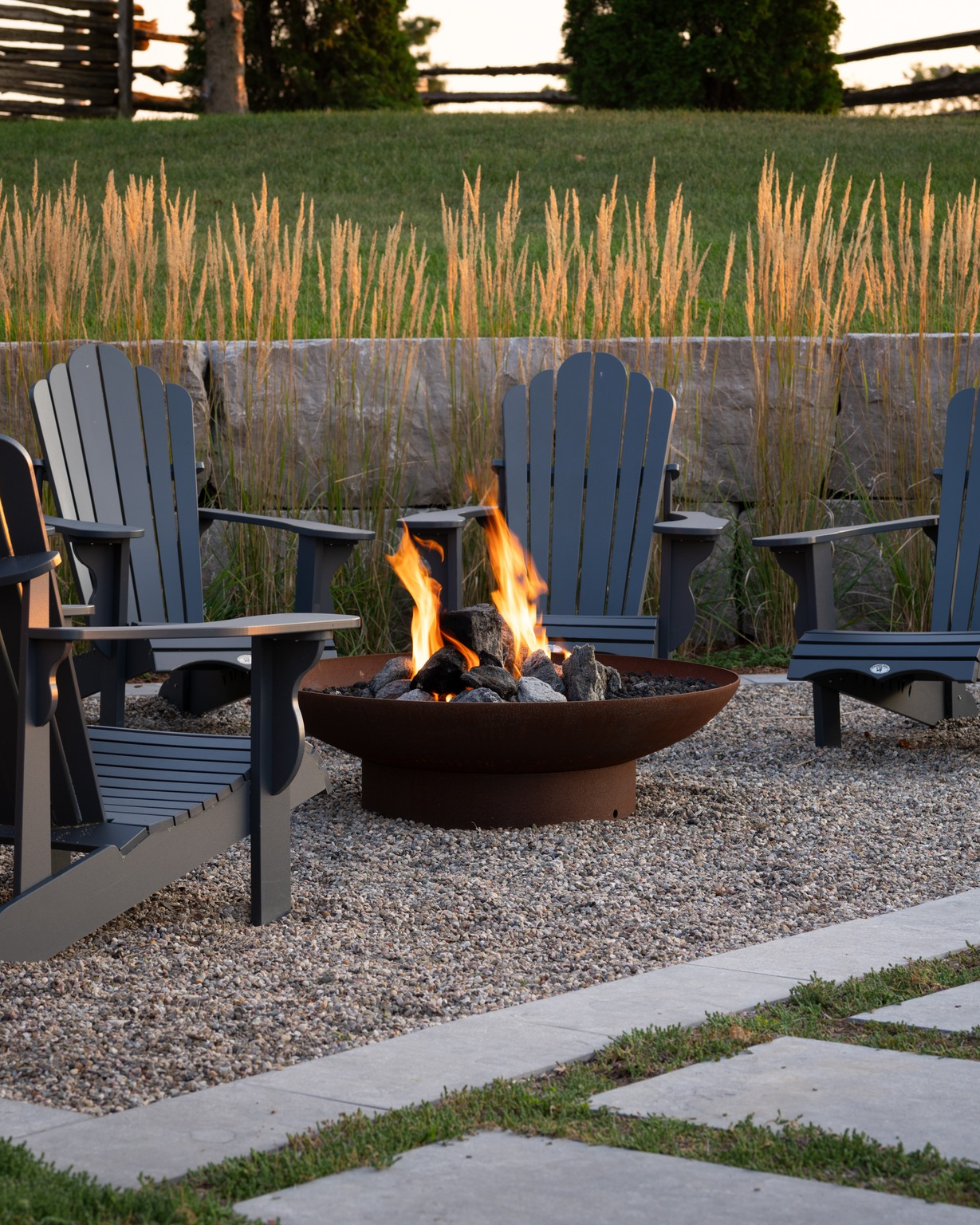 backyard-fire-pit-steel-bowl-ornamental-grass