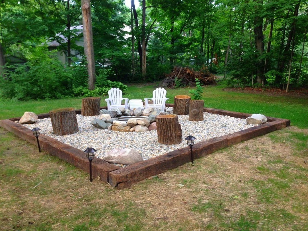 backyard-fire-pit-timber-frame-gravel-diy