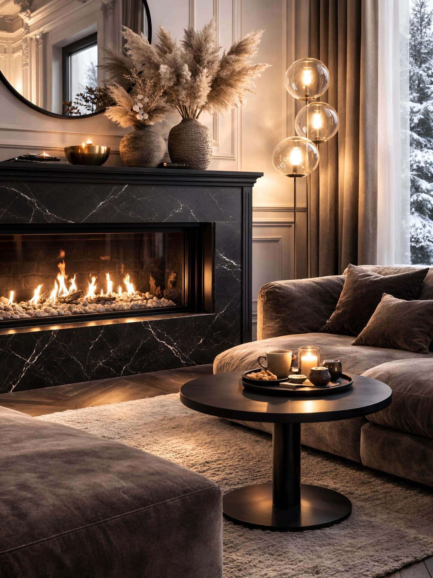 black-marble-fireplace-with-pampas