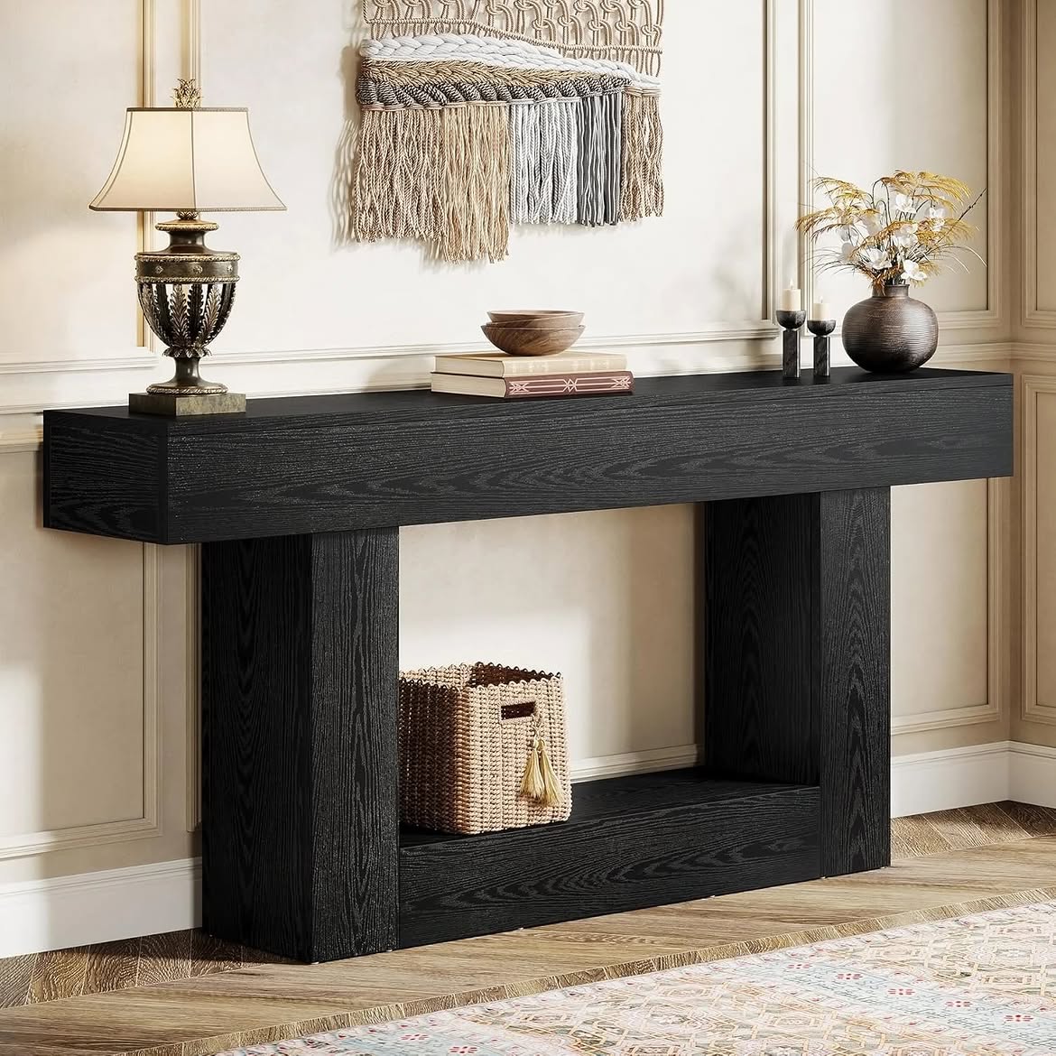black-oak-console-table-lower-shelf-hallway