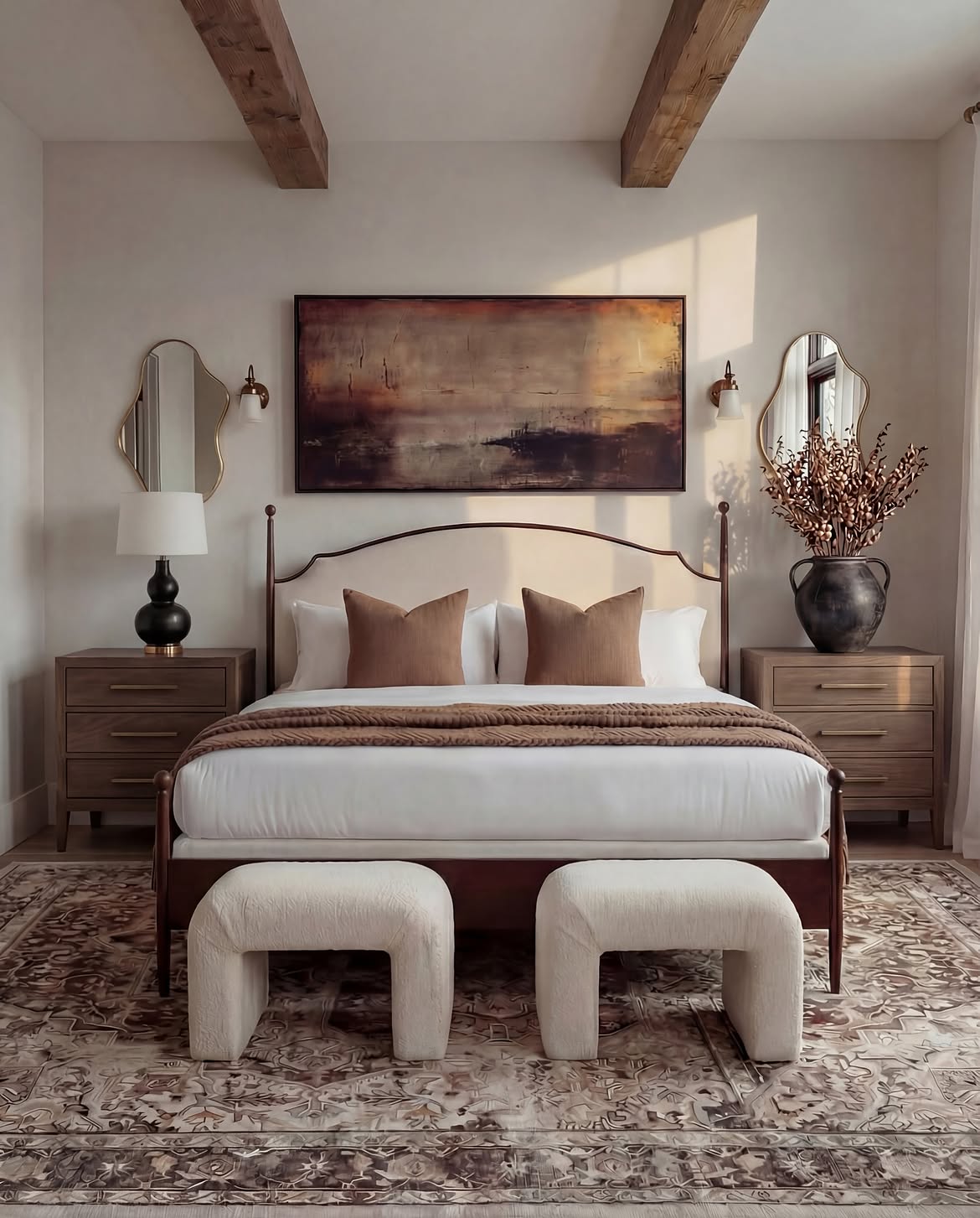 carved-wood-four-poster-bed-with-vintage-rug