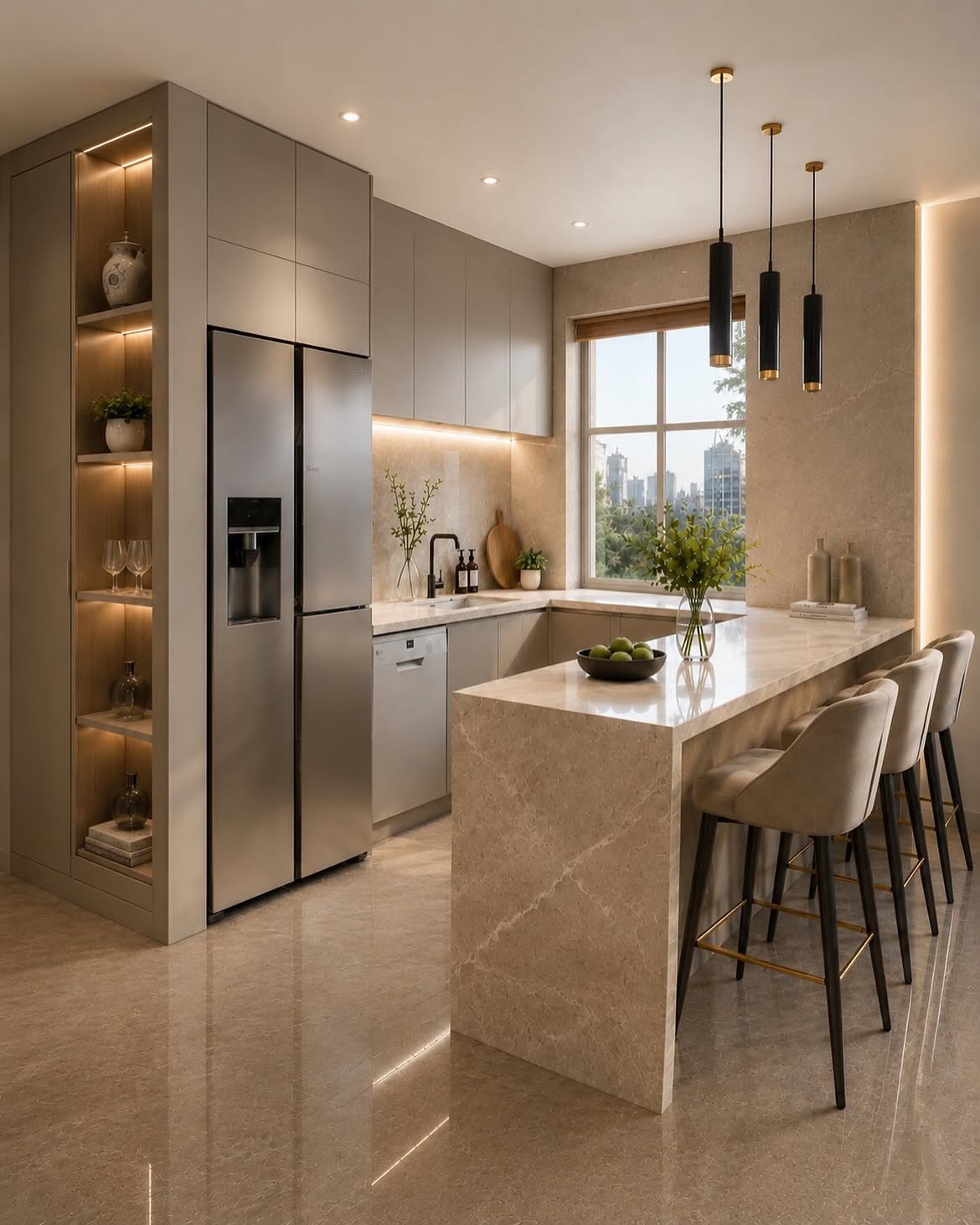 contemporary-kitchen-compact-beige-u-shape
