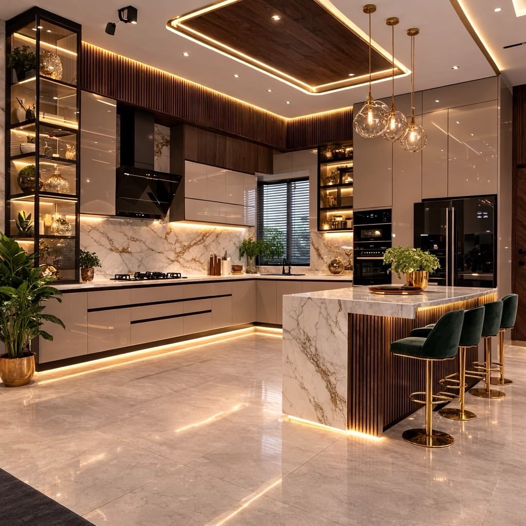contemporary-kitchen-glam-marble-gold-brass