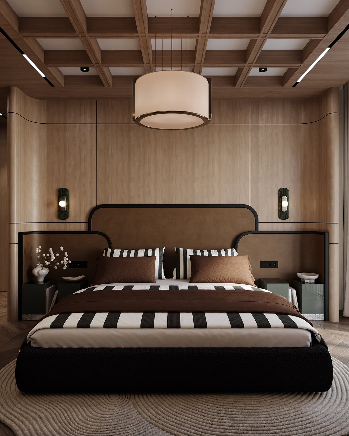dark-coffered-wood-bedroom-ceiling