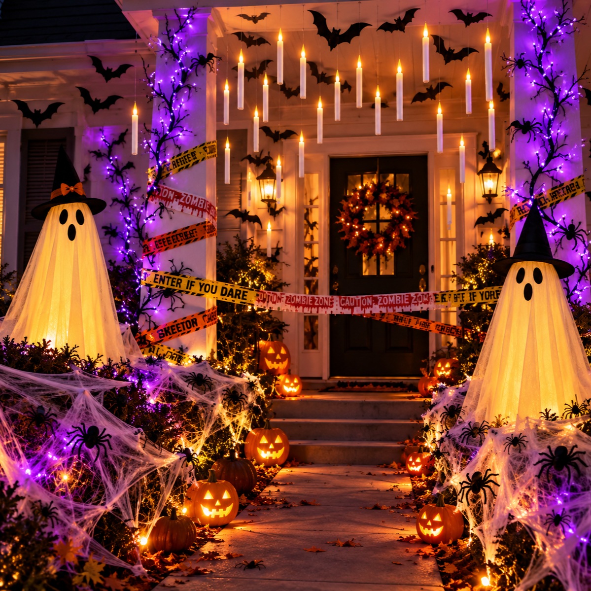 floating-candles-and-zombie-zone-halloween-entry