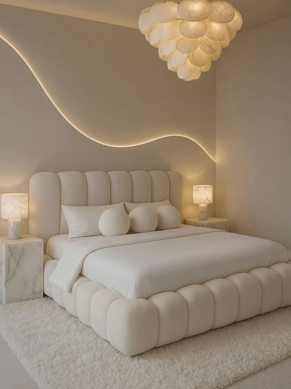 puffy-channel-tufted-bed-with-alabaster-chandelier