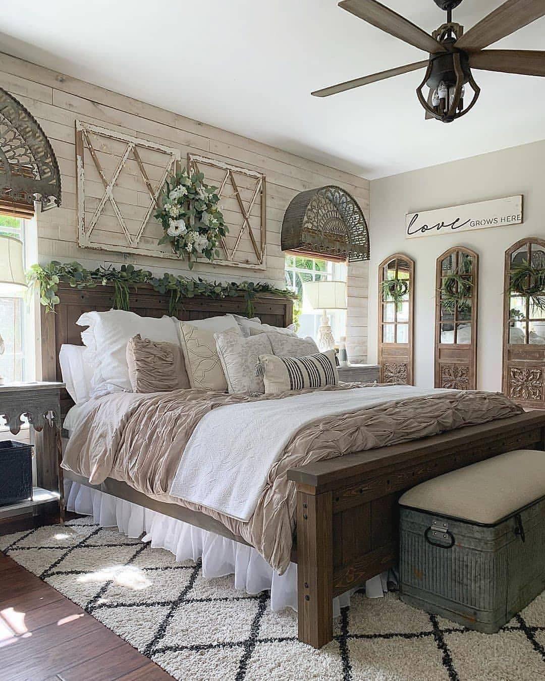 rustic-farmhouse-wood-bed-with-shiplap-wall