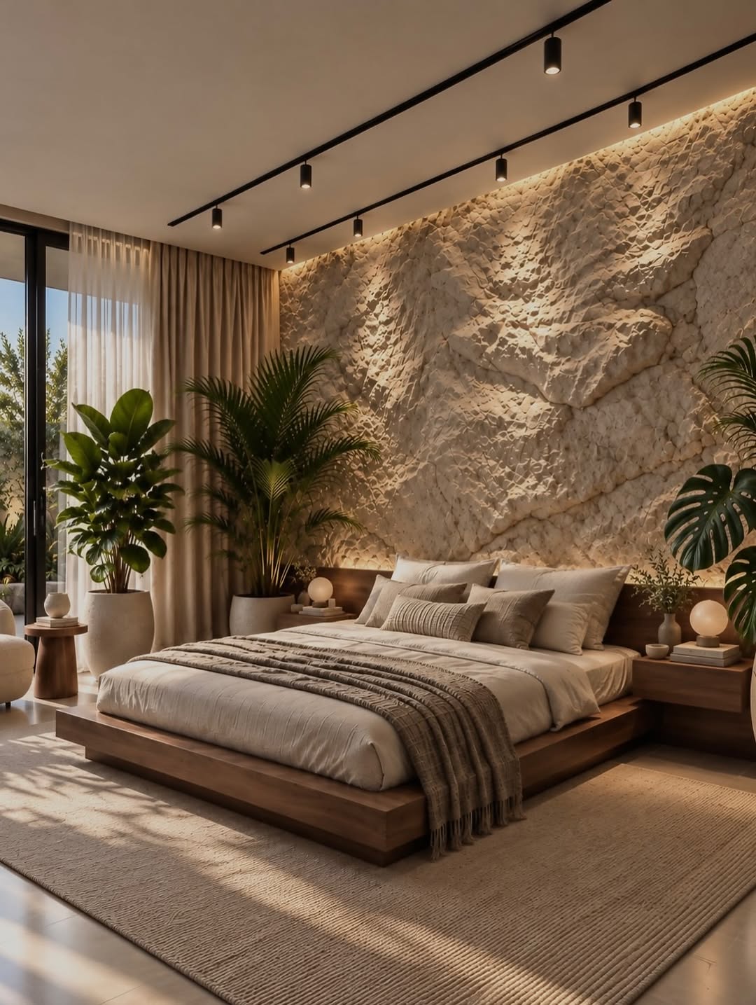 textured-stone-wall-boho-bedroom