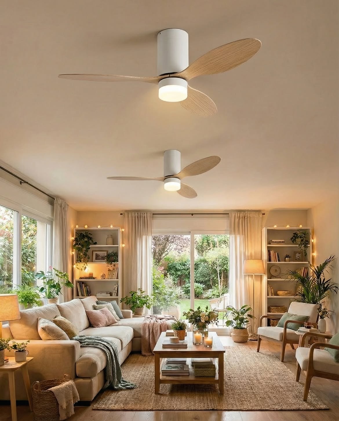 twin-white-ceiling-fans-light-wood-blades