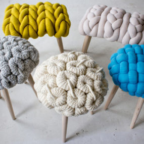 Knitted Stool Cushions by Claire-Anne O’Brien