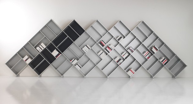 modern modular aluminum bookcase from fitting pyramid 3