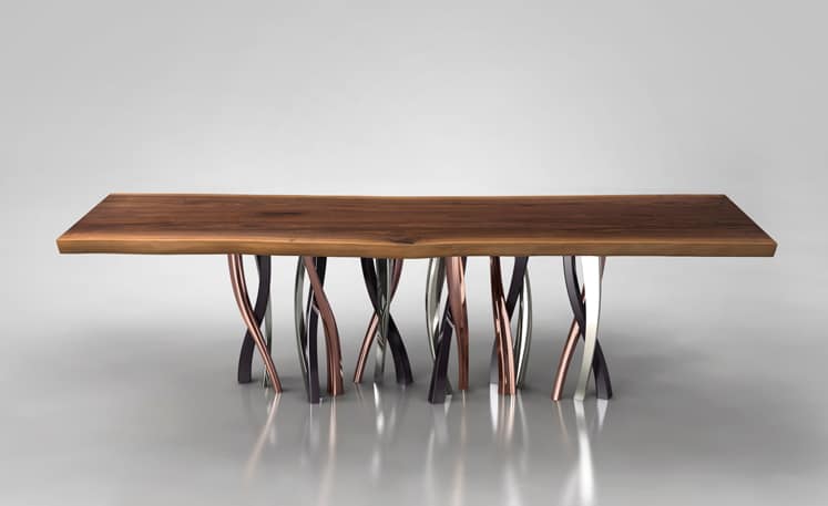 live edge dining table curvaceous intertwined brass legs 2