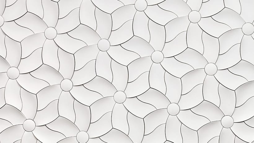 textural concrete tiles relief motifs 8 petals pattern