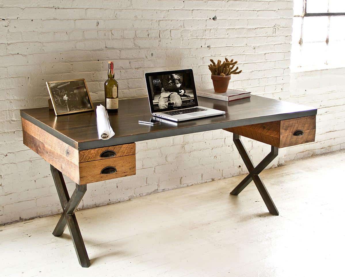 steel reclaimed wood walter desk richard velloso 1