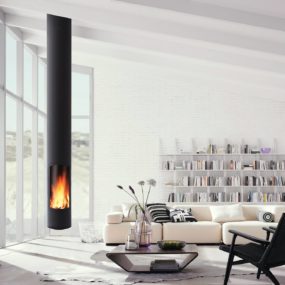 Skinny Suspended Fireplace by Focus has Low Environmental Impact