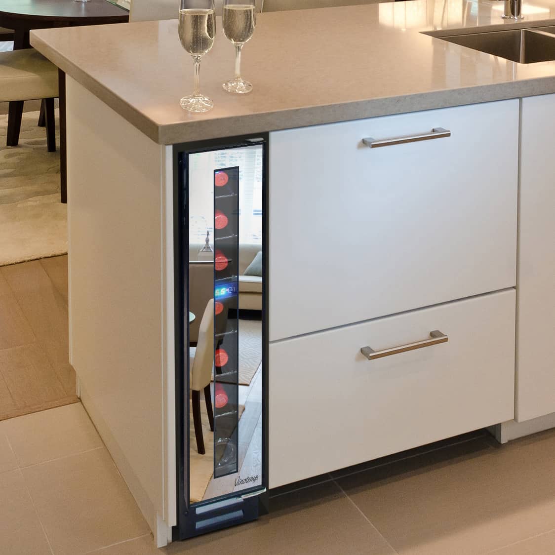 narrow wine cooler by vinotemp saves space and looks cool 3