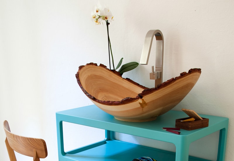 Larch Wood Washbasin By Slow, Wooden Sink Bowl Turning