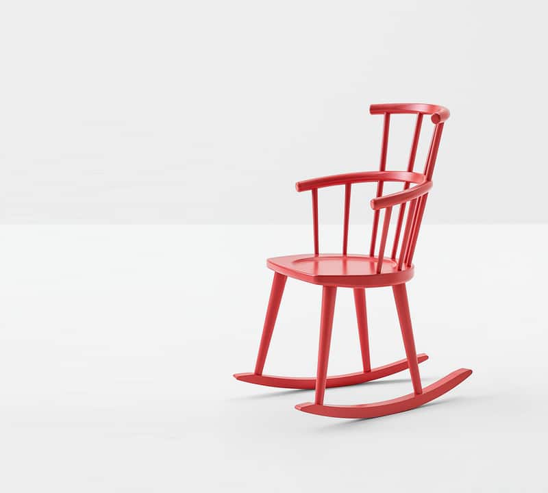 Red Rocker Chair by Billiani in Lacquered Wood