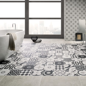 Modern Art Deco Tiles from Fioranese Rock in Black and White