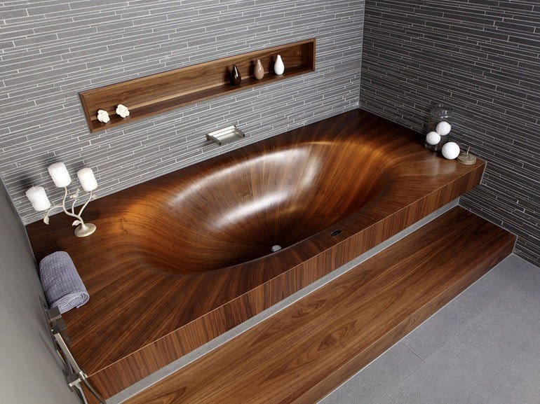 wooden bathtub alegna laguna basic built in