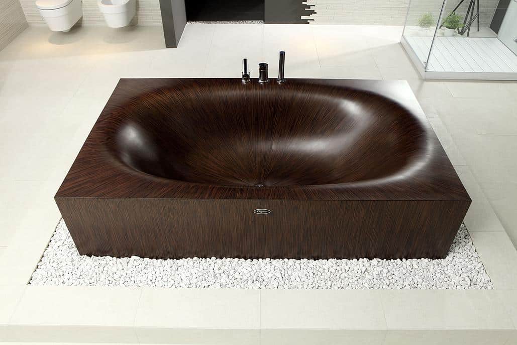 wooden bathtub alegna laguna basic free standing