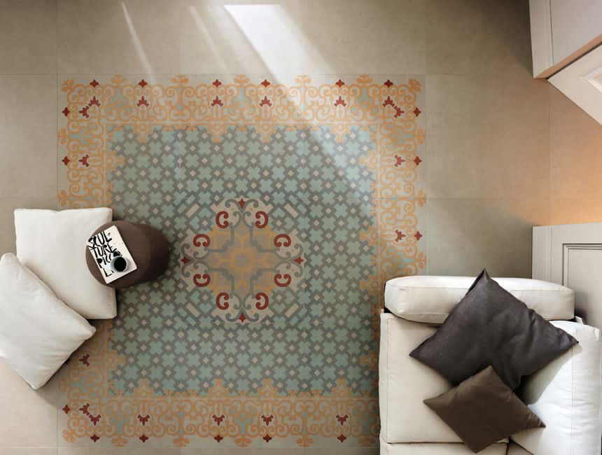 decorative tile rug majolica motif fap ceramiche