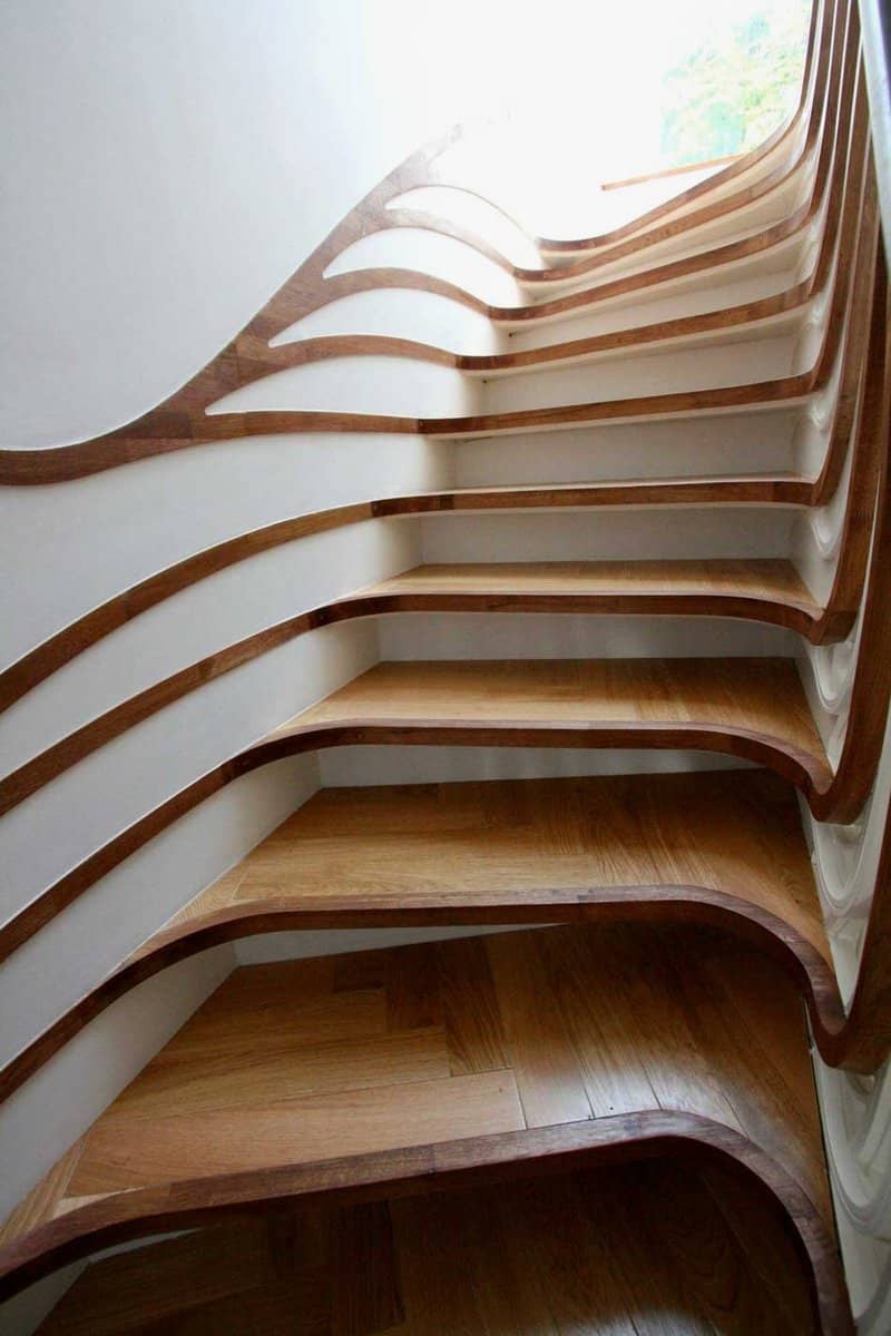 unusual unique staircase modern home curved organic