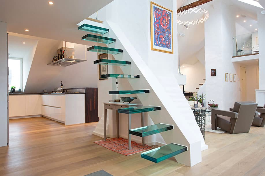 unusual unique staircase modern home green glass
