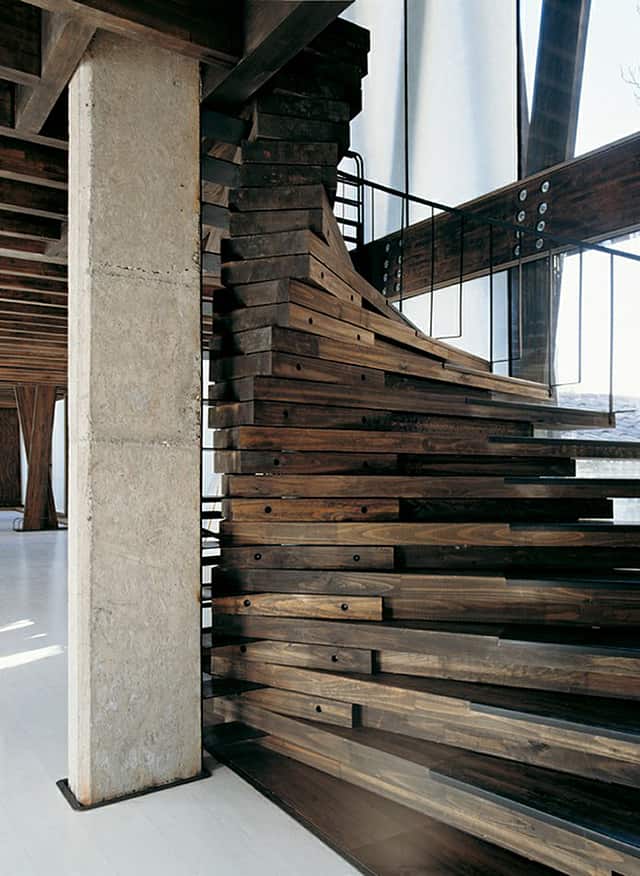 unusual unique staircase modern home wood reclaimed