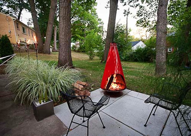 red cone fire pit fireplace