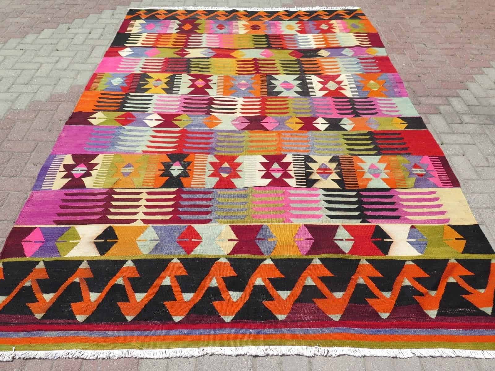 turkish kilim area rug 83x123 fingers pattern