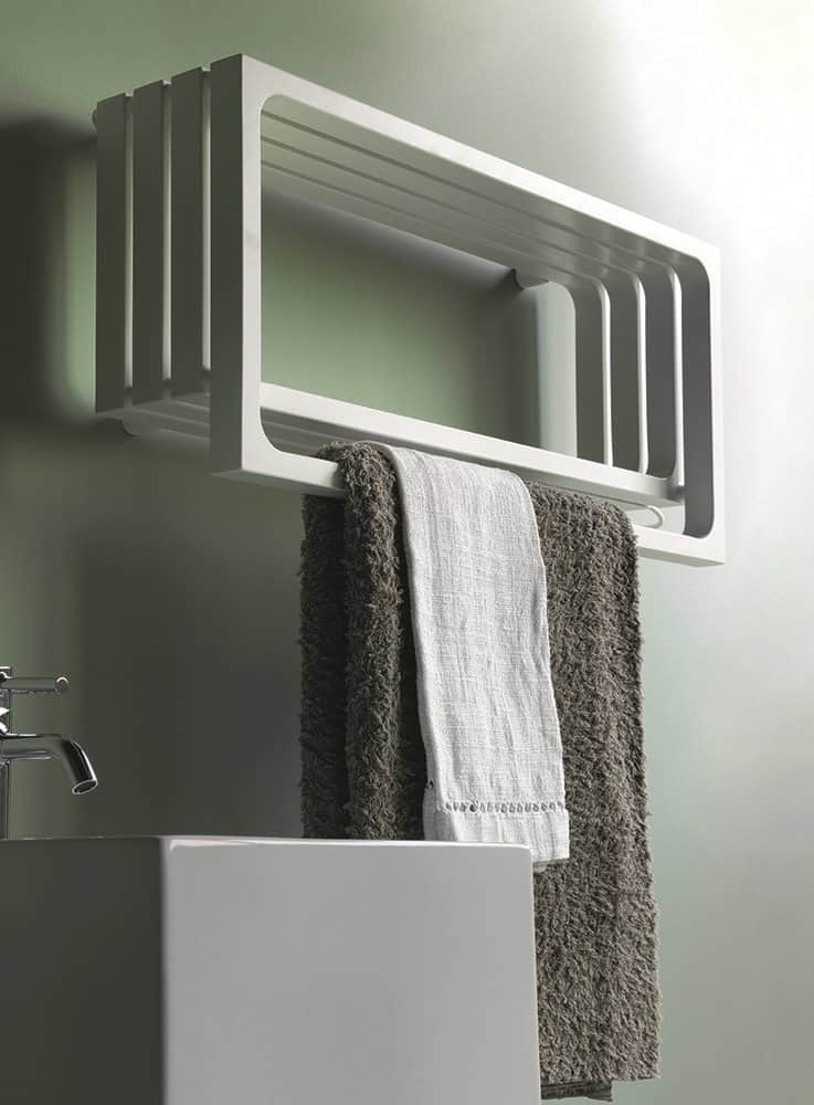 companyblue 800mm wide x 400mm high Heated Towel Rail Straight Flat White Bathroom Warmer Radiator Rack Central Heating 