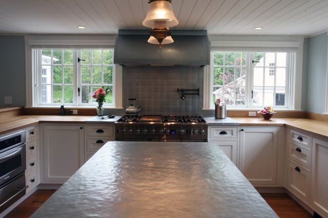 modern countertops unusual material kitchen zinc 2