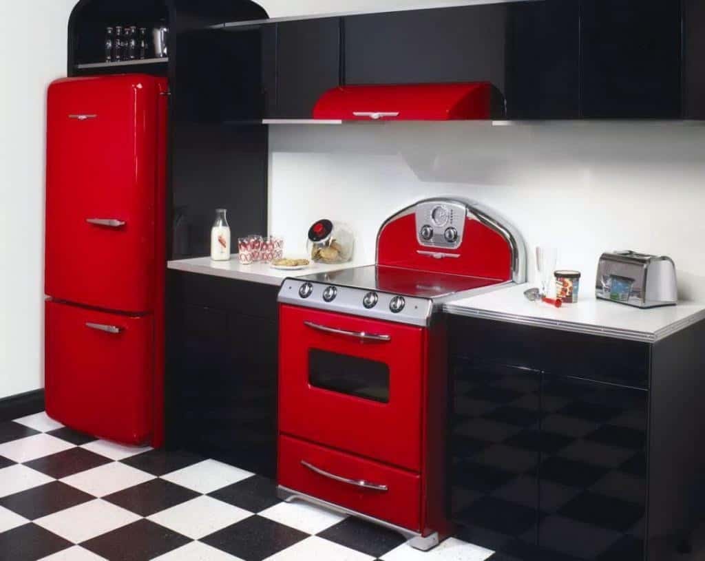 Simple Remodel Chess Floors Can Change, Red White And Black Kitchen Tiles