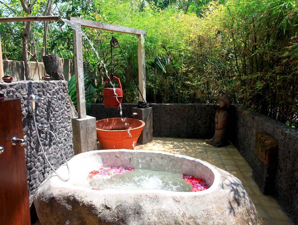 bamboo tropical rock tub bathroom indonesia 38