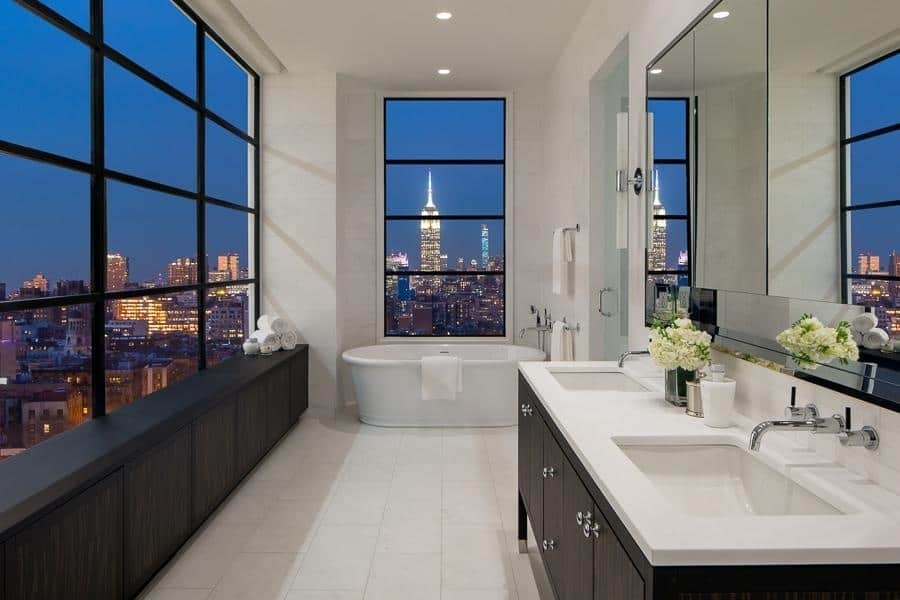 gorgeous bathroom nyc view with double sink 31