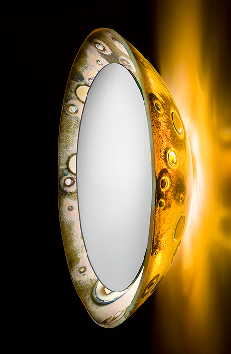 alchemy illuminated mirror 1 Illuminated Art Mirrors by Alchemy Glass & Light   new mirror designs inspired by a solar eclipse