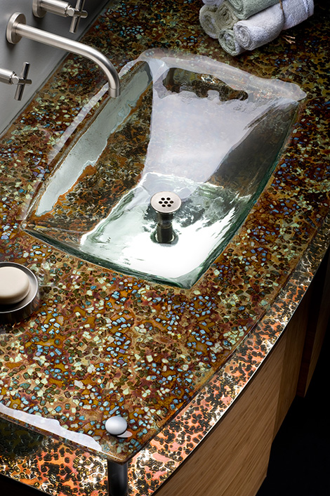 Glass Integral Sinks by Alchemy Glass & Light – make your bath beautiful!